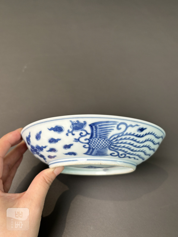 清道光 青花双凤纹盘 - 图2